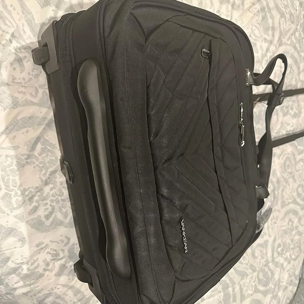 Women's Black Water Repellent Rolling Laptop Bag 15.6 inch